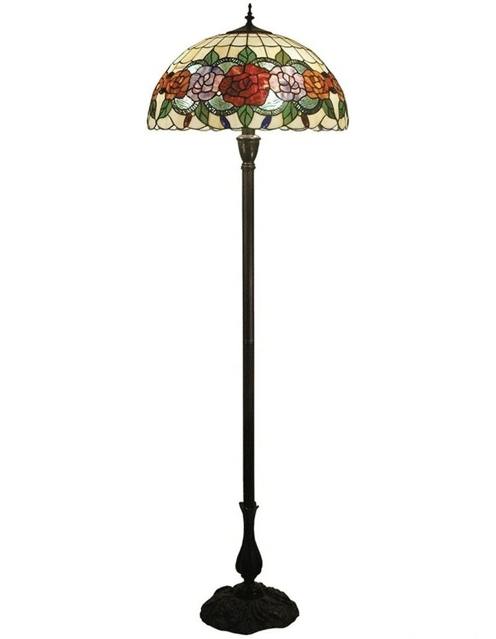 Red Rose Tiffany Floor Lamp