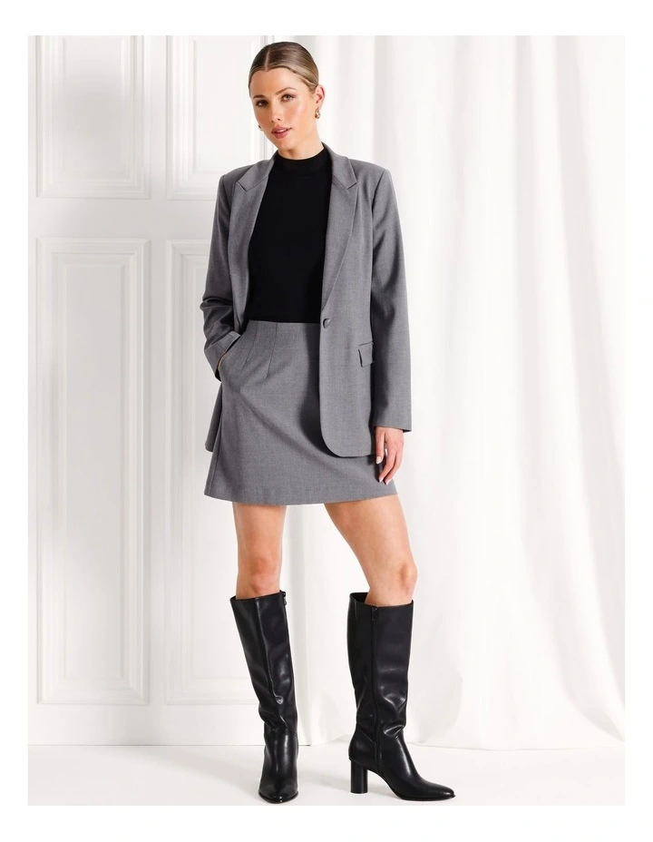 Mini Suit Skirt in Charcoal
