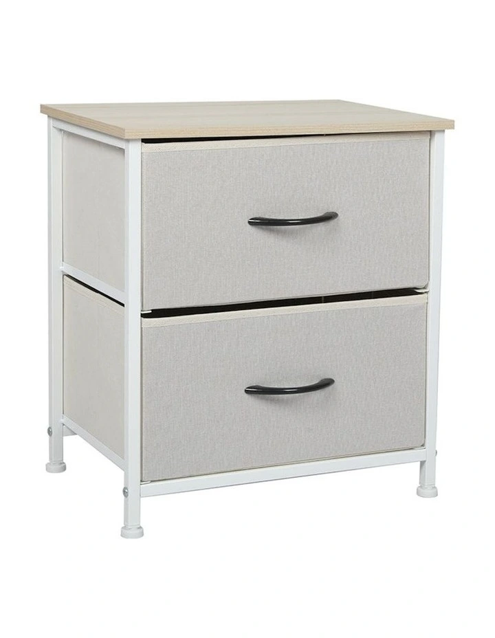 Chest of 2 Bedside Storage Drawers in Beige