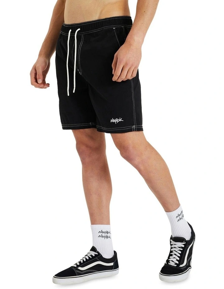 Collided Beach Shorts in Jet Black