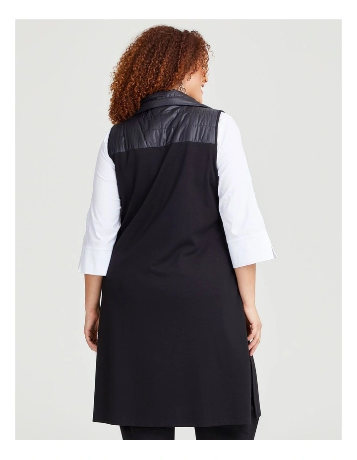 Longline Zip Bamboo Vest in Black