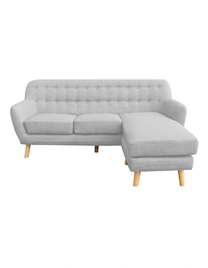Linen Corner Sofa Couch Lounge L-shaped with Left Chaise Light Grey