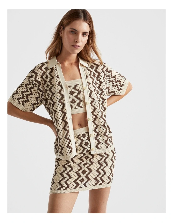 Crochet Knit Shirt in Multi