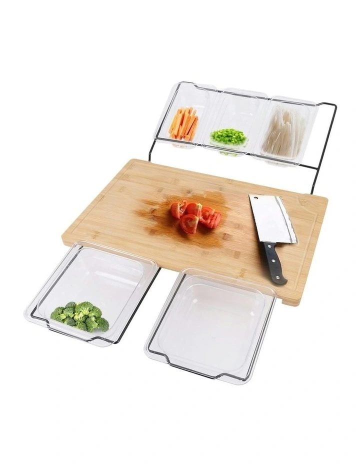 Extensible Bamboo Cutting Board Set in Brown