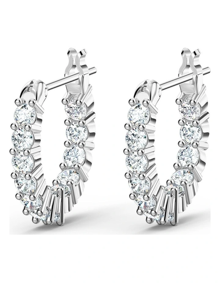 Vittore Hoop Earrings Round Cut Rhodium Plated in White