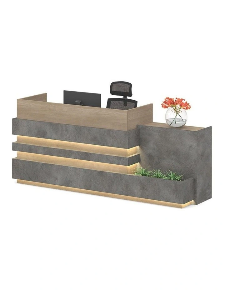 Keran Reception Desk 2.44M Right Panel Acacia & Carbon Grey Colour