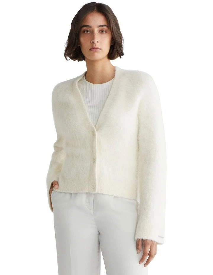 Brushed Alpaca Cardigan in Cream
