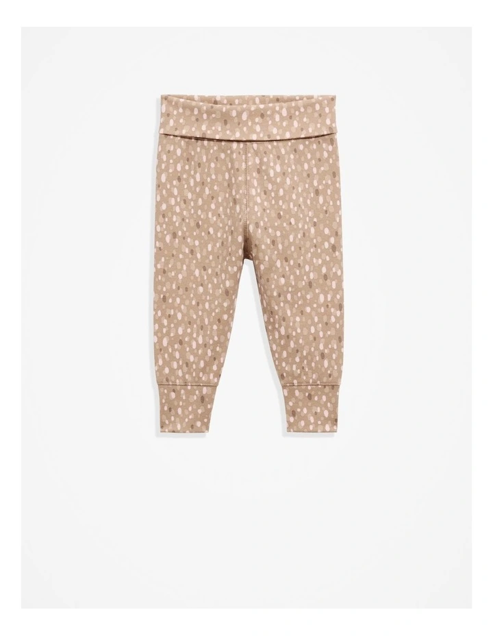 Organically Grown Cotton Fold Over Soft Pant in Mushroom Animal