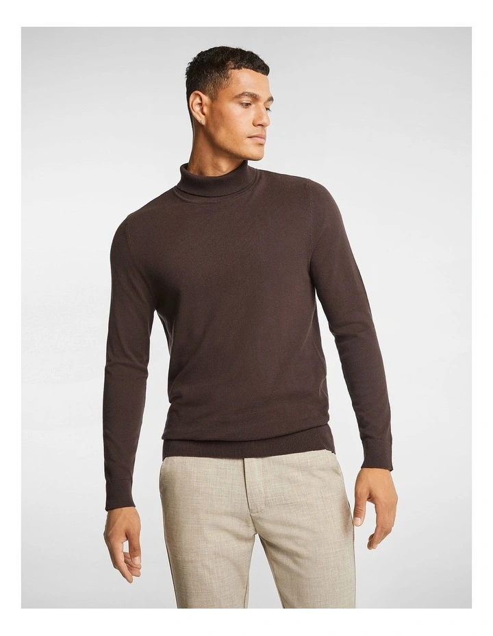 Gillespie Turtle Neck Knit Jumper in Chocolate