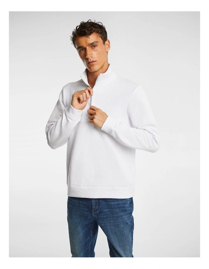 Oscar 1/4 Zip Sweatshirt in White
