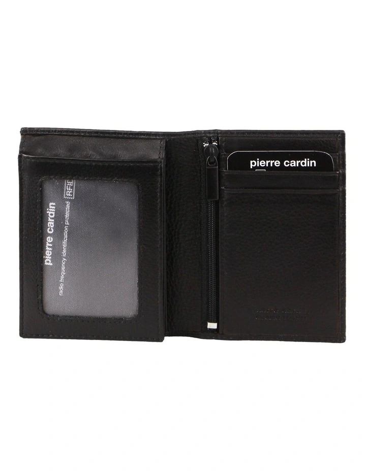 Rustic Leather Bi-Fold Flap Wallet in Black