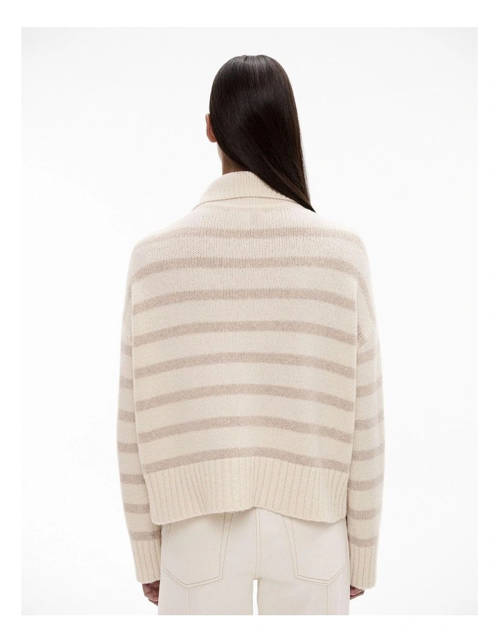 Stripe Zip Front Knit in Fawn