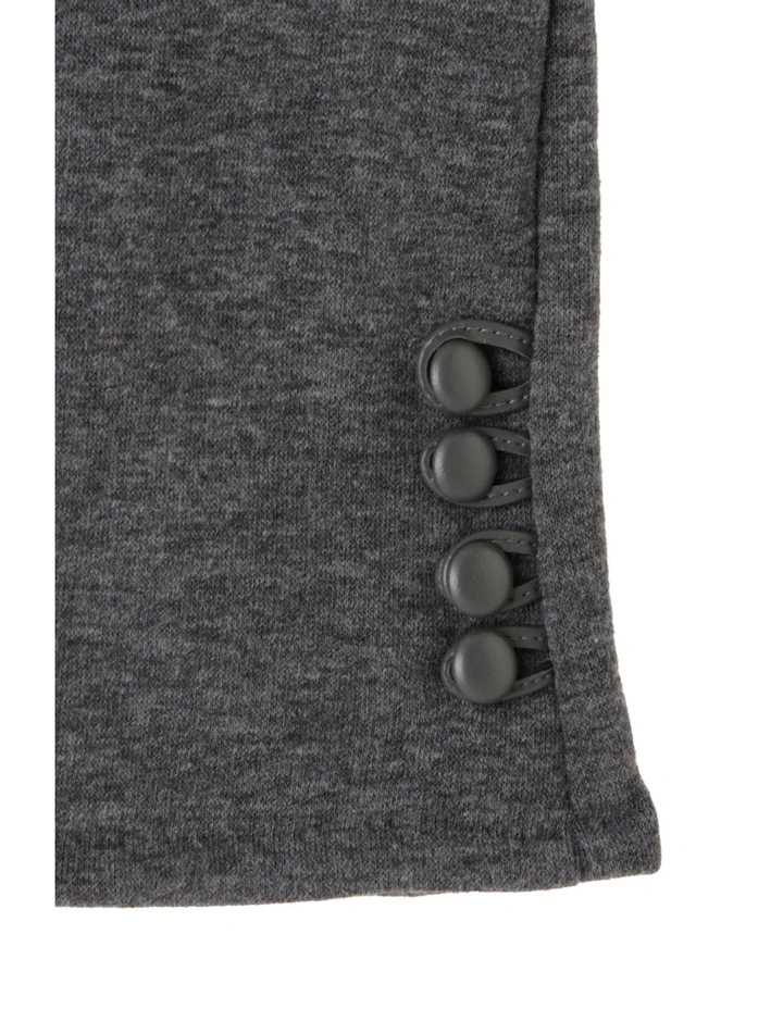 Button Trimmed Grey Cotton Gloves