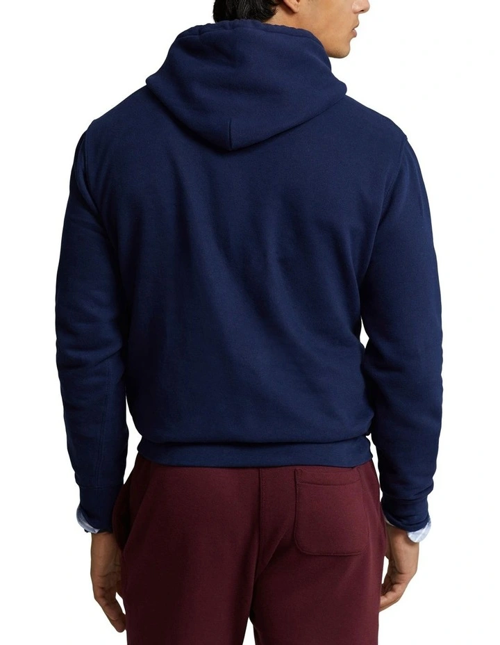 The Fleece Leather-Big Pony Hoodie in Blue