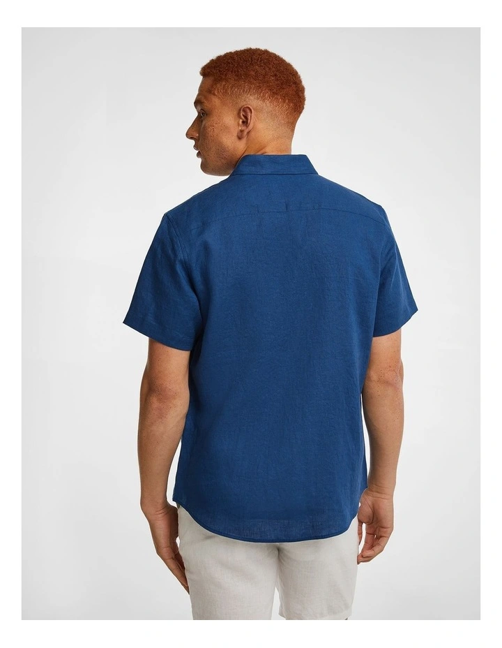 Lewis Pure Linen Shirt in Bright Cobalt