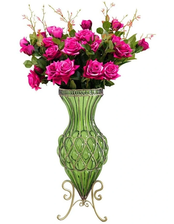 Glass Tall Floor Vase and Artificial Fake Flower Set 67cm in Assorted