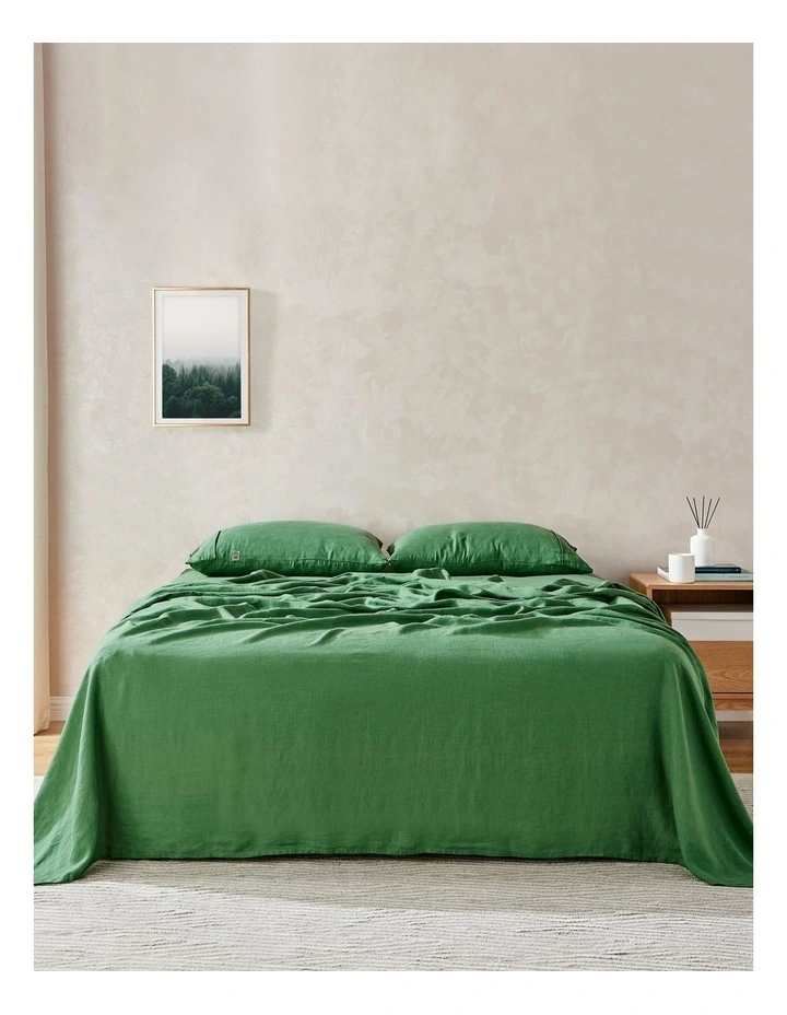 European Flax Linen Sheet Set in Olive