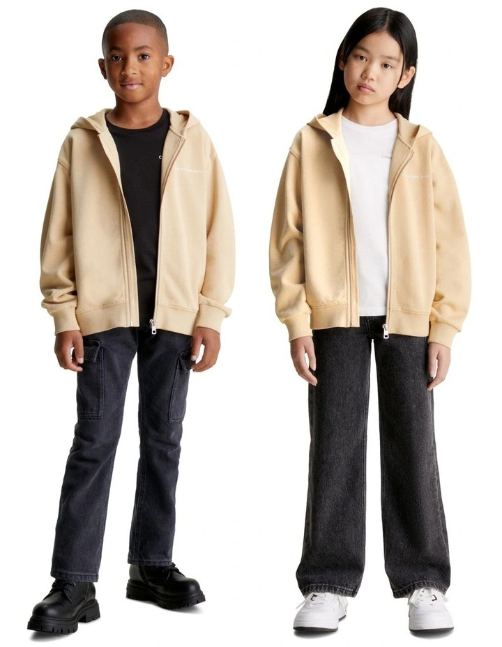 Institutional Logo Relaxed Zip-Through in Warm Sand
