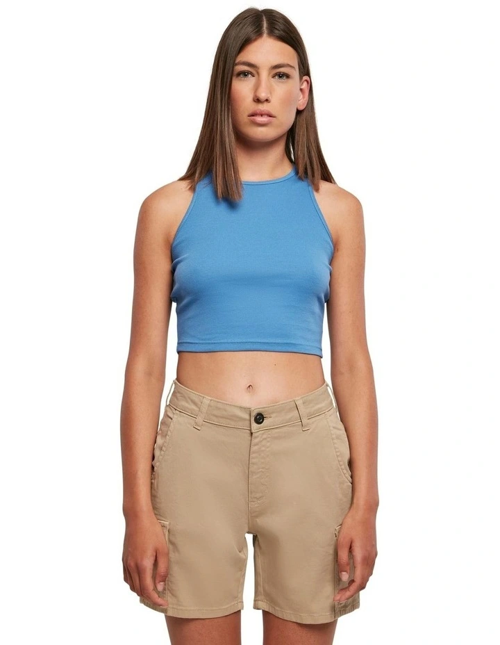 Cropped Rib Top in Horizon Blue