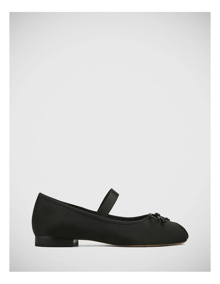 Alta Recycled Satin Flat Ballet in Black