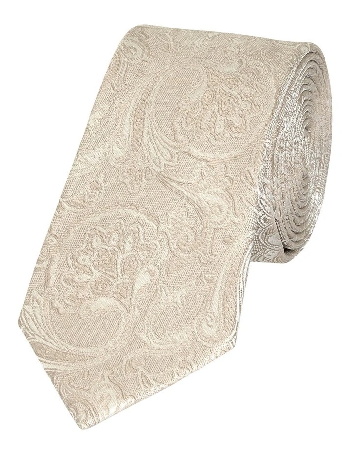 Paisley Jacquard Tie 7Cm in Mushroom