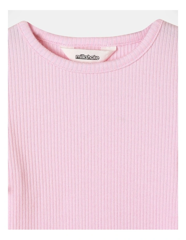 Essential Plain Rib Long Sleeve Tee in Pink
