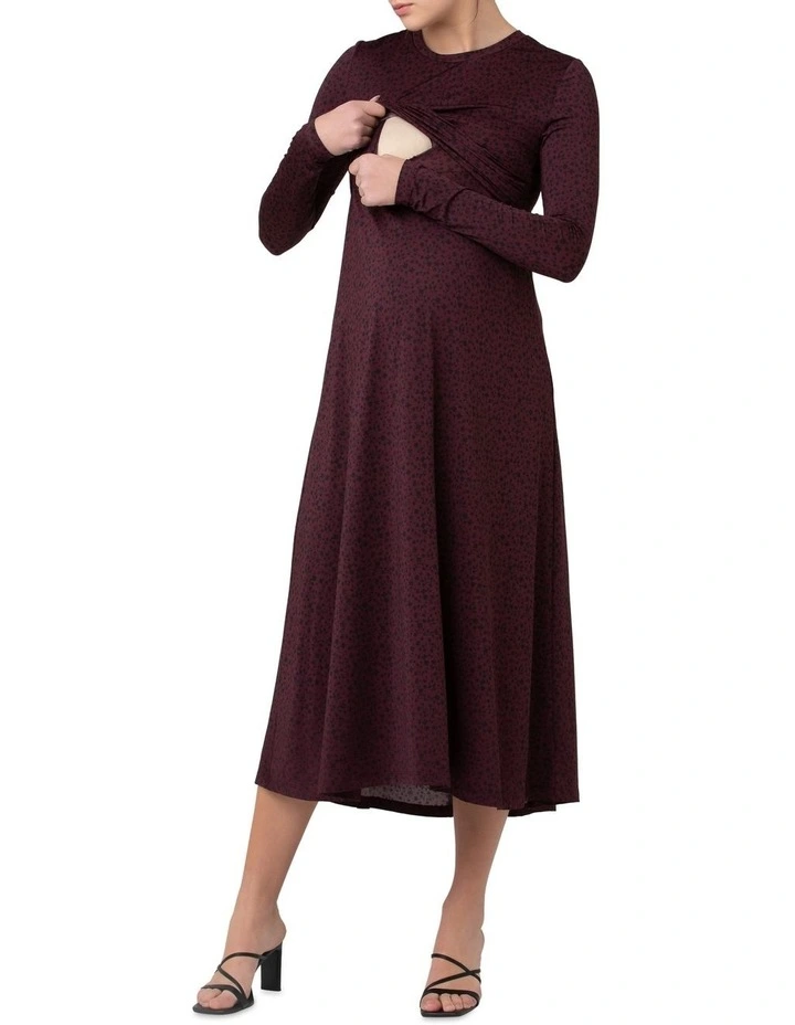 Jude Cross Front Nursing Dress in Maroon