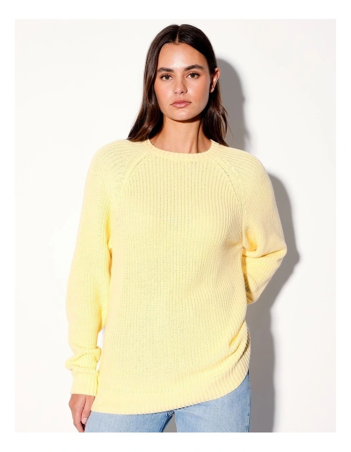 Organic Crew Neck Raglan Jumper in Light Yellow