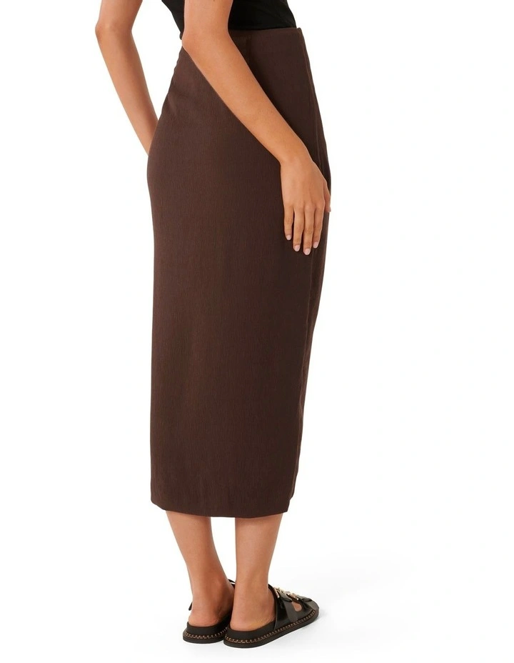 Sarah Crinkle Sarong Midi Skirt in Chocolate