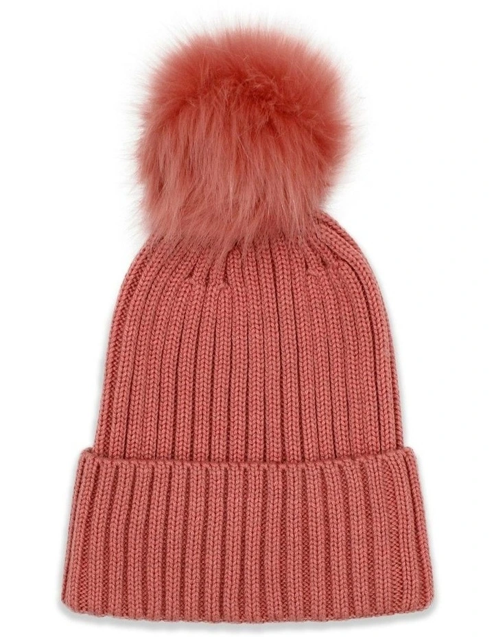 Valentine Wool Blend Beanie in Blush