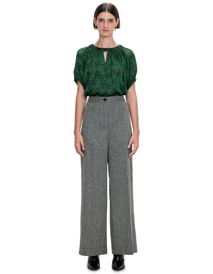 Animal Crinkle Top in Deep Green