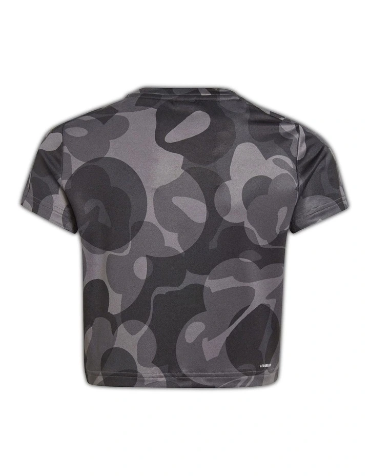 Essentials Aero Ready Print Crop T-shirt in Black/Carbon/Grey