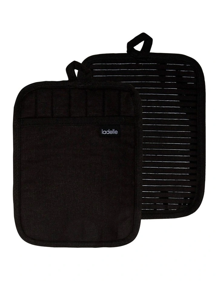 Lennox Pot Holder 2 Pack in Black
