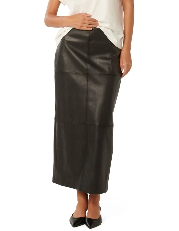 Billie Vegan Leather Maxi Skirt in Black