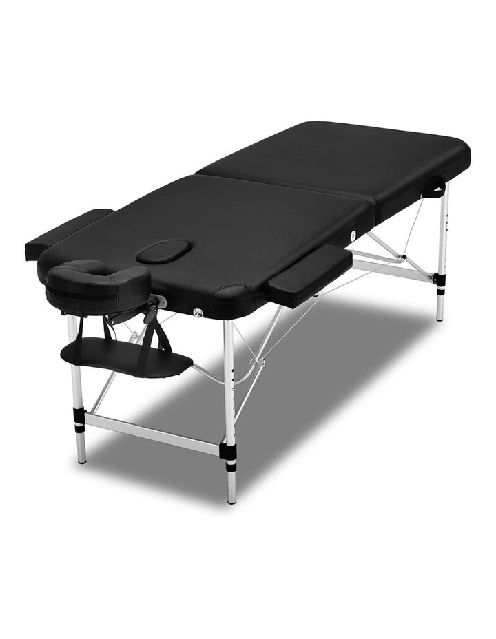 Portable Aluminium 2 Fold Massage Table 70cm in Black