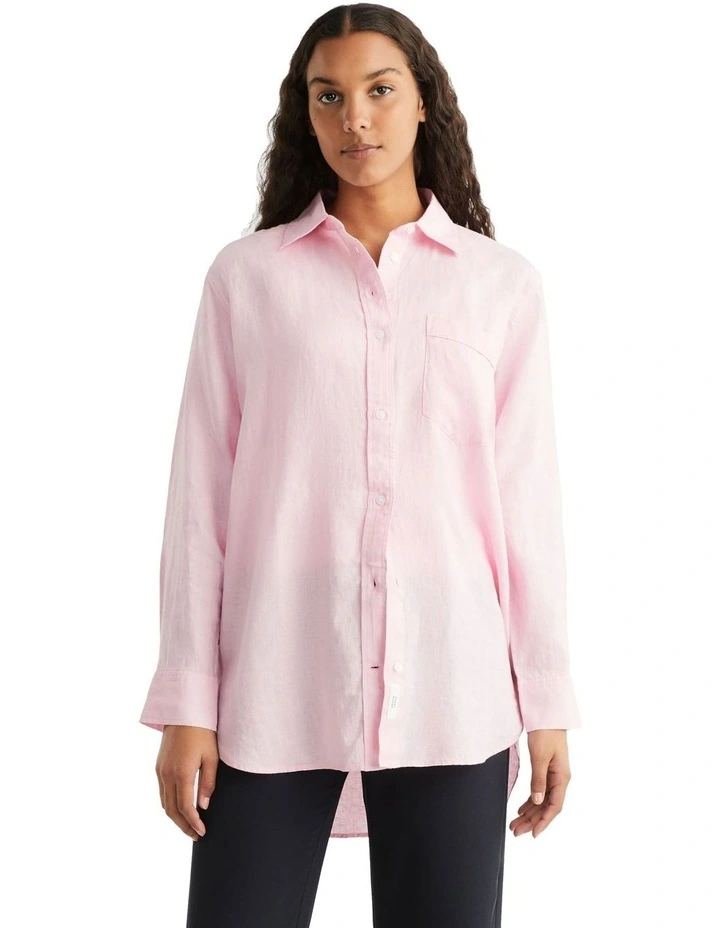 Linen Oversized Shirt in Pink
