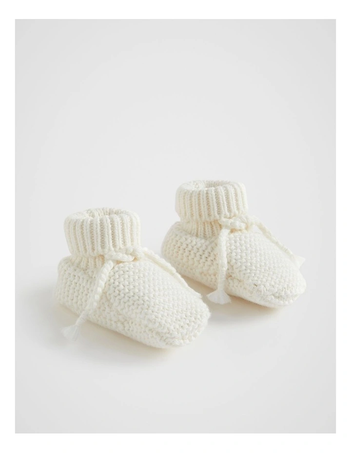 Core Knitted Booties in White