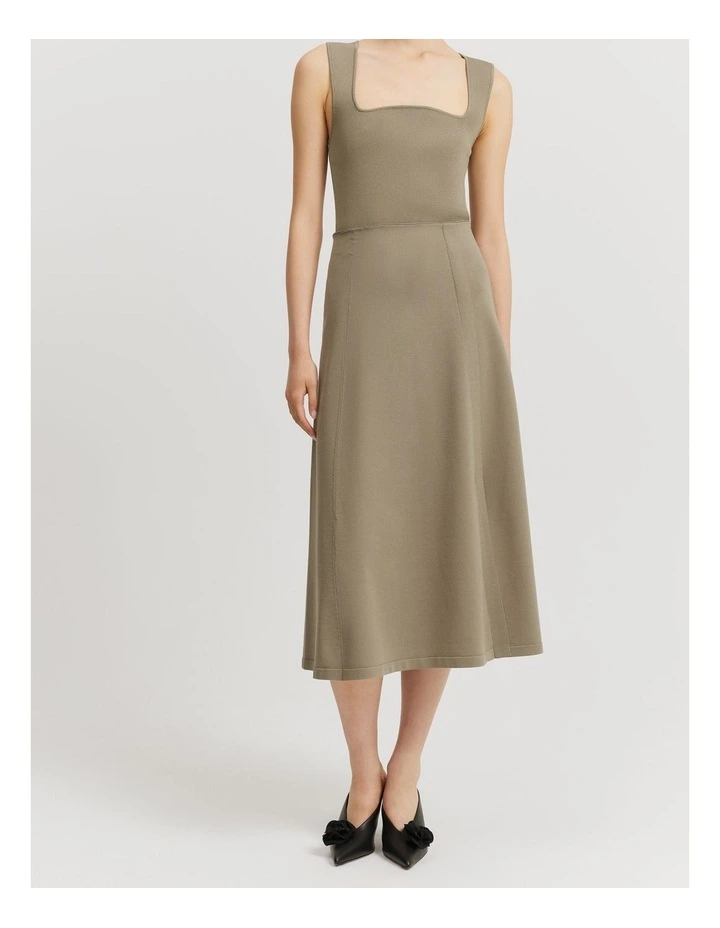Compact A-line Skirt in Sicilian Olive