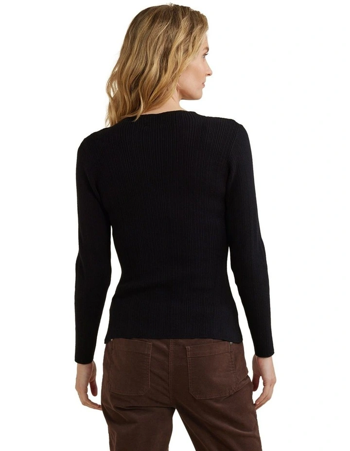 Variegated Rib Jumper in Black