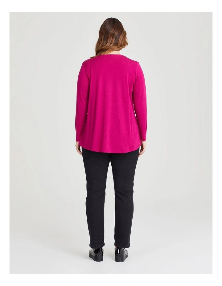 Wool Bamboo V-neck Top in Boysenberry