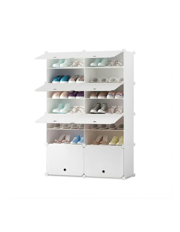 7 Tier 2 Column Shoe Rack Organizer in White