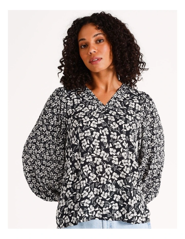 Eco Two Scale Printed Blouse in Black