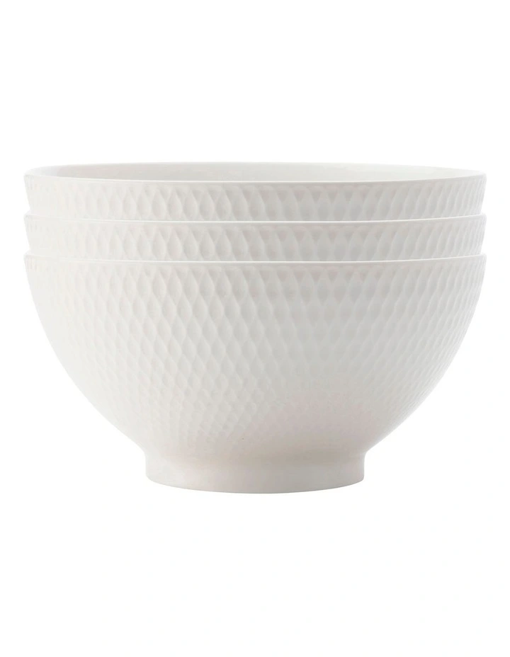 White Basics Diamonds Noodle Bowl 18cm Set of 3