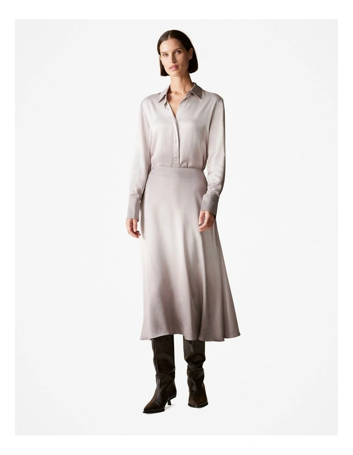 Satin Ombre Print Relaxed Shirt in Atmosphere
