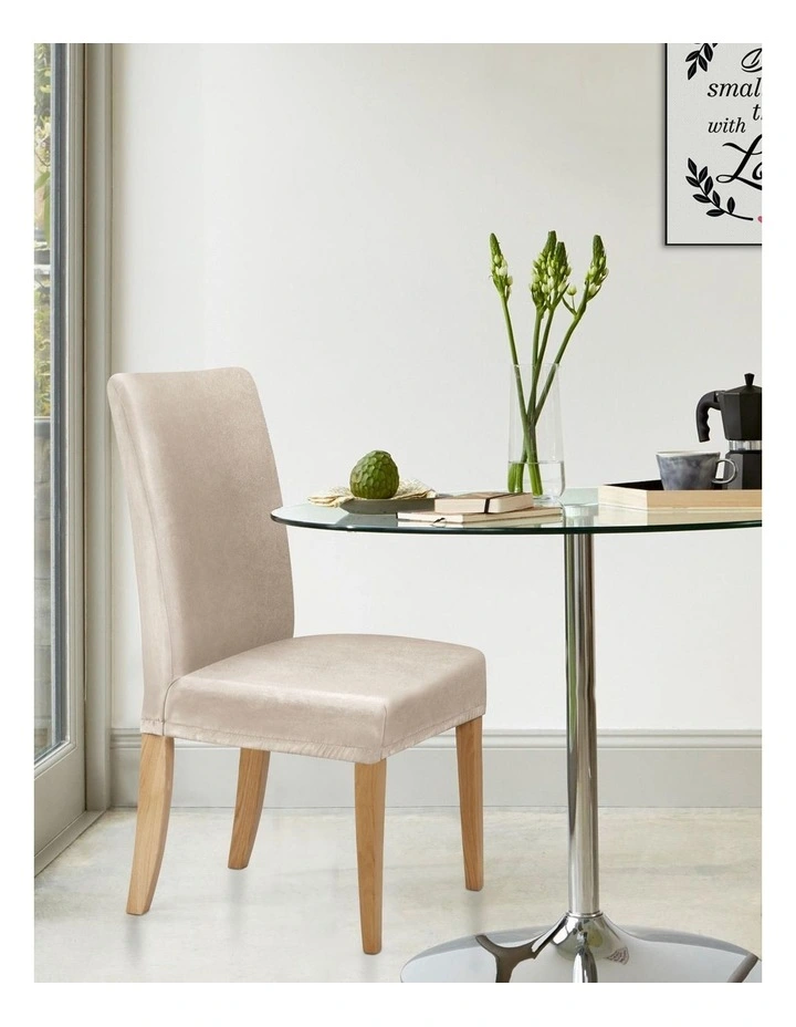 Premium Faux Suede Cream Dining Chair Cover in Brown
