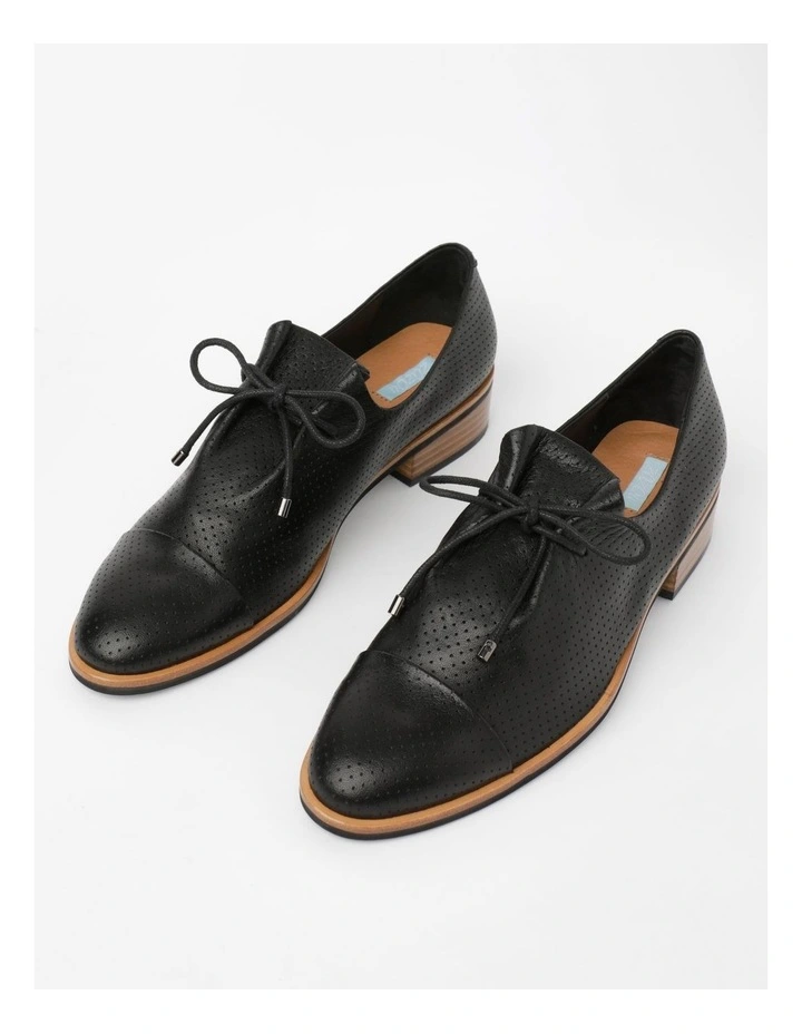 Rebellion Perferated Leather Flat Shoes In Black