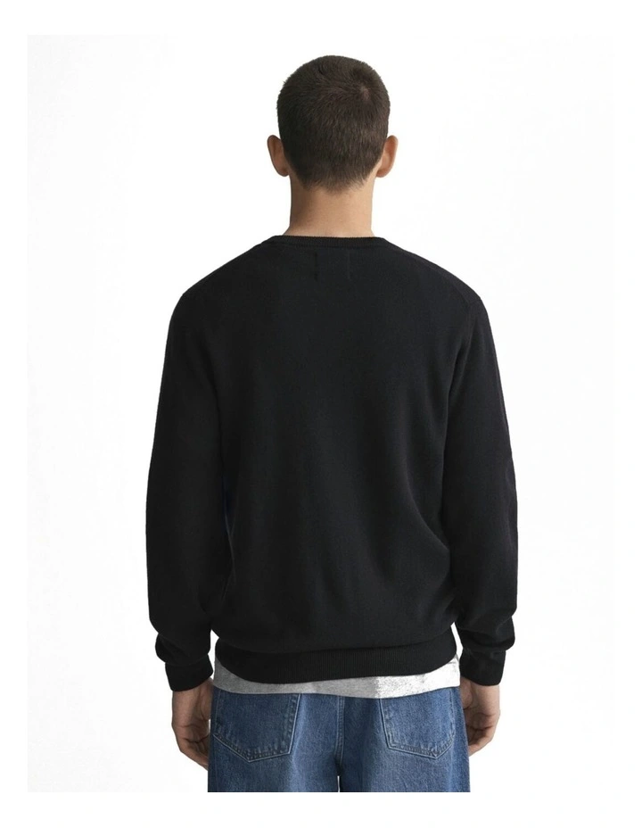 Superfine Lambswool V-Neck Sweater in Black
