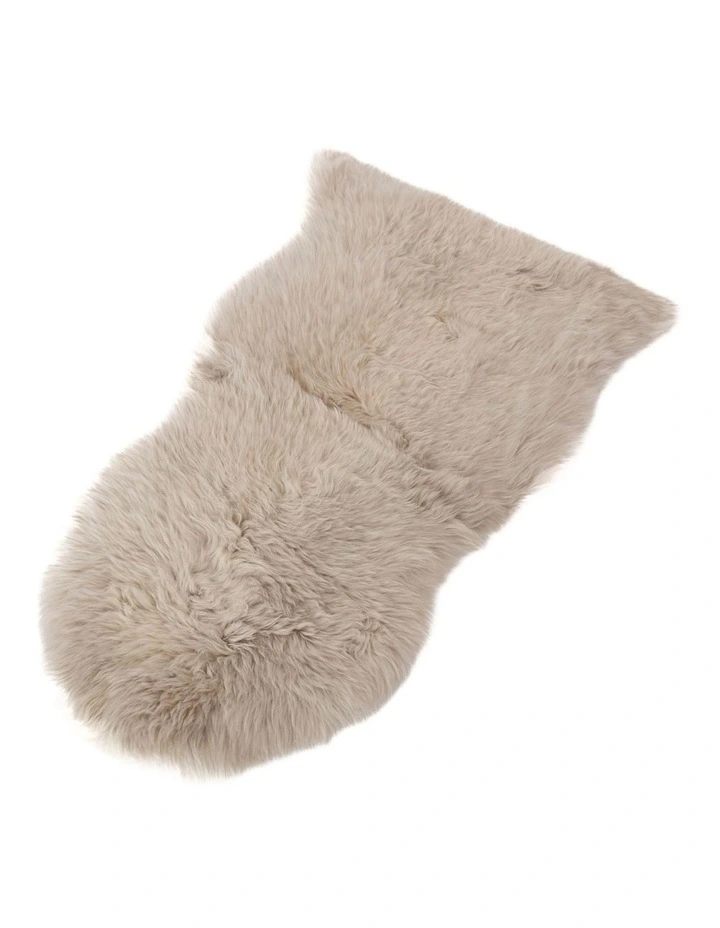 Genuine Long Wool Sheepskin Rug Single 90x55cm in Stone