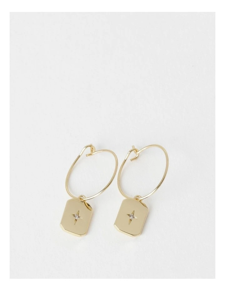 Star Charm Drop Earring in Gold