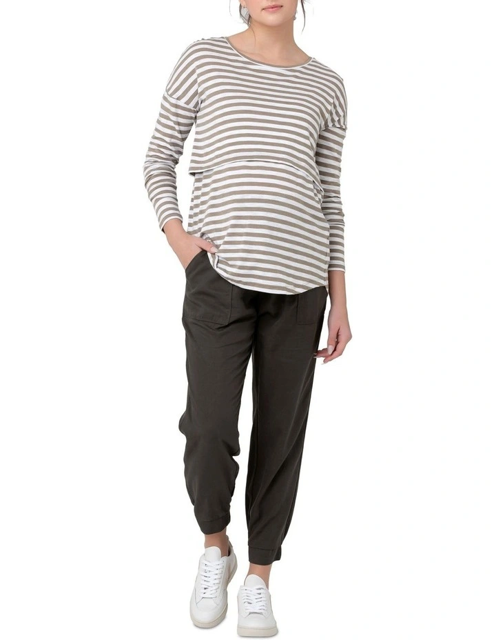 Lionel Long Sleeve Nursing Tee in Green Multi